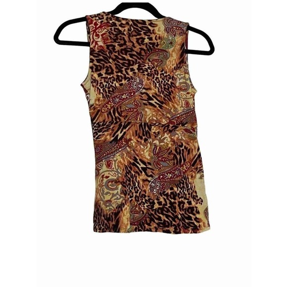 Boston Proper Faux Wrap‎ Sleeveless Tank Top Animal Floral Print Extra Small - Picture 3 of 6